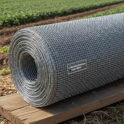 Malla de alambre tejida plateada diseñada para alta resistencia a la corrosión, uso agrícola y mayor longevidad en condiciones difíciles