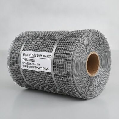 Malla tejida de alambre con abertura cuadrada, rollo estándar de 1,22 m, 30,5 m, 50 m, 100 m, malla de alambre duradera para aplicaciones industriales