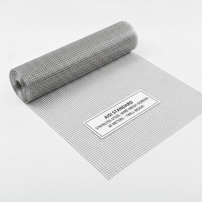 Malla de alambre de acero inoxidable estándar AISI con 30 metros de longitud y técnica de tejido de sarga, ideal para cribado y separación